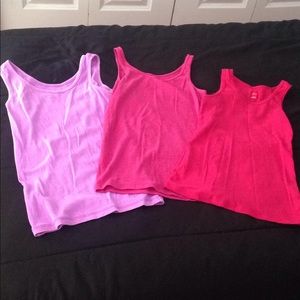 JUSTICE TANK TOPS SIZE 10/12, 1 PURPLE 2 PINK